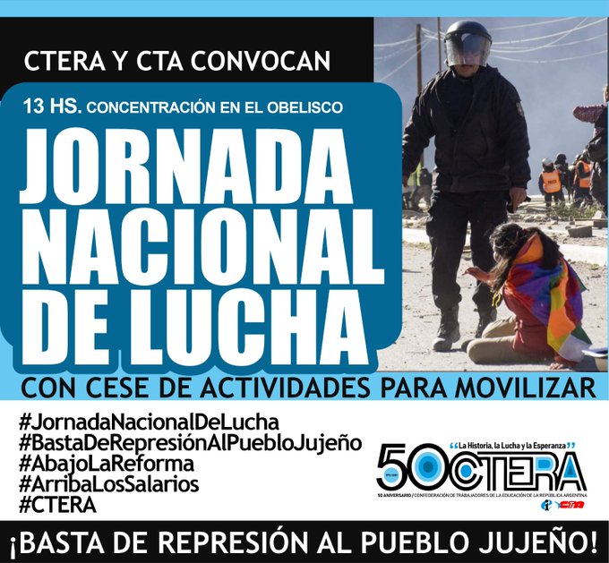 JORNADA NACIONAL DE LUCHA DE CTERA Y CTA